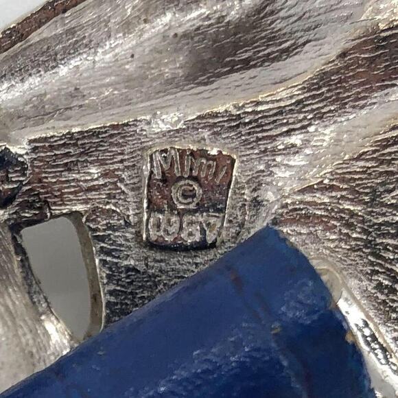 80s Mimi two piece buckle silver & blue belt 1980s vintage - Picture 3 of 4